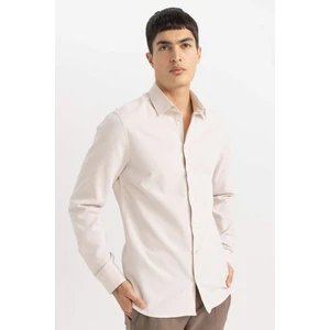 Slim Fit Dar Kesim Polo Yaka Petek Dokulu Uzun Kollu Gömlek B6476AX24SP