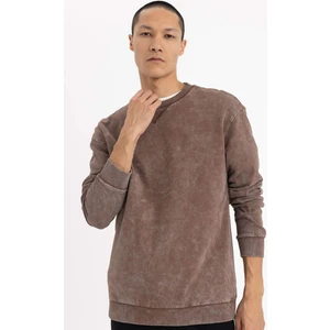 Regular Fit Bisiklet Yaka Yıkamalı Soluk Efektli Basic Düz Sweatshirt B9221AX23WN