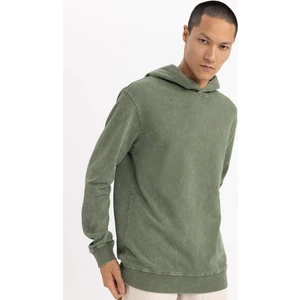 Regular Fit Kapüşonlu Yıkamalı Soluk Efektli Basic Düz Sweatshirt B9220AX23WN