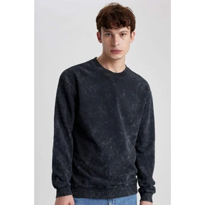 Regular Fit Bisiklet Yaka Yıkamalı Soluk Efektli Basic Düz Sweatshirt B9221AX23WN