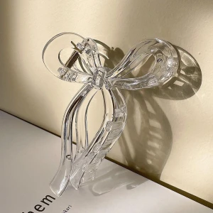 Kadın Şeffaf Büyük Boy Fiyonk Parlak Kırılmaz Toka (11CM)