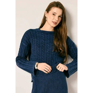Regular Fit Pamuklu Örgü Desenli Triko Kazak Tunik B8398AX23WN