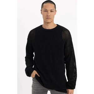 Regular Fit Bisiklet Yaka Kroşe Delikli Triko Sweatshirt C0013AX23WN