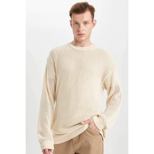 Regular Fit Bisiklet Yaka Kroşe Delikli Triko Sweatshirt C0013AX23WN