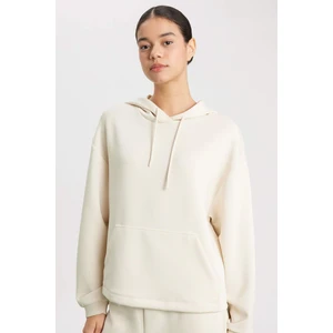 DeFactoFit Oversize Geniş Kalıp Premium Kapüşonlu Kanguru Cepli Sporcu Modal Sweatshirt