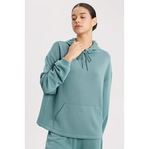 DeFactoFit Oversize Geniş Kalıp Premium Kapüşonlu Kanguru Cepli Sporcu Modal Sweatshirt