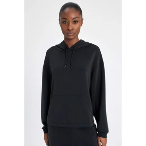 DeFactoFit Oversize Geniş Kalıp Premium Kapüşonlu Kanguru Cepli Sporcu Modal Sweatshirt