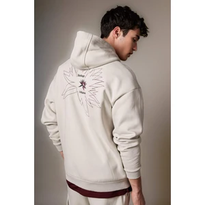 Oversize Geniş Kalıp Sırt Baskılı Kapüşonlu Kanguru Cepli Sweatshirt B4751AX24SP