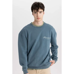 Comfort Regular Fit Rahat Kalıp Bisiklet Yaka Sırt Baskılı Sweatshirt C1665AX24SP