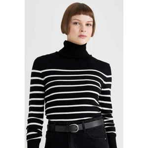 Regular Fit Çizgili Balıkçı Yaka Triko Kazak C1650AX23WN