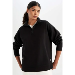 DeFactoFit Oversize Fermuarlı Dik Yaka Spor Sweatshirt B7756AX24SP