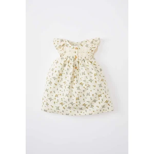 Kız Bebek Çiçekli Kolsuz Twill Elbise B9623A524SM