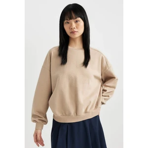 Coool Oversize Geniş Kalıp Bisiklet Yaka Kalın Basic Düz Sweatshirt A4177AX23WN