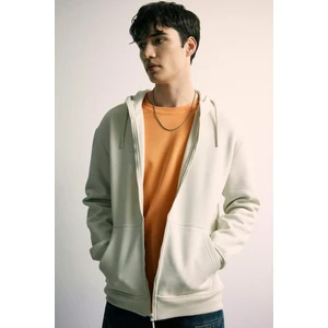 Regular Fit Kapüşonlu İçi Yumuşak Tüylü Cepli Basic Düz Fermuarlı Sweatshirt X8331AZ24SP