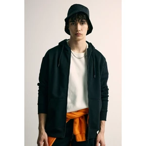 Regular Fit Kapüşonlu İçi Yumuşak Tüylü Cepli Basic Düz Fermuarlı Sweatshirt X8331AZ24SP