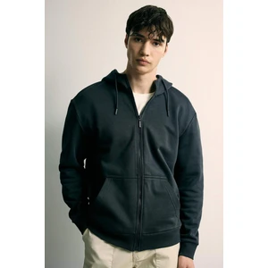 Regular Fit Kapüşonlu İçi Yumuşak Tüylü Cepli Basic Düz Fermuarlı Sweatshirt X8331AZ24SP