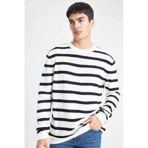 Standart Fit Normal Kesim Bisiklet Yaka Triko Çizgili Kazak B9724AX24AU