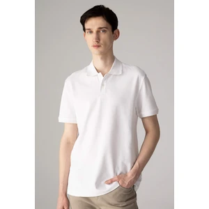 %100 Pamuk Regular Fit Polo Yaka Kısa Kollu Basic Düz Pike Kumaş Beyaz Tişört C1293AX24SP