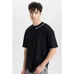 Boxy Fit Bisiklet Yaka Yaka Baskılı Baskılı Kısa Kollu Tişört C2135AX24SM