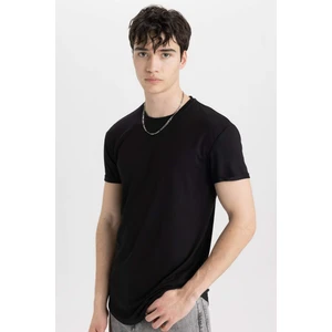 Long Muscle Fit Bisiklet Yaka Basic Düz Kısa Kollu Siyah Tişört N2104AZ24SP