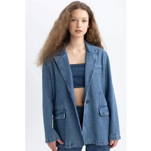 Oversize Geniş Kalıp Düğmeli Jean Blazer Ceket C3381AX24SM