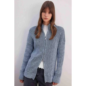 Regular Fit Dik Yaka Fermuarlı Triko Hırka C3696AX24SP