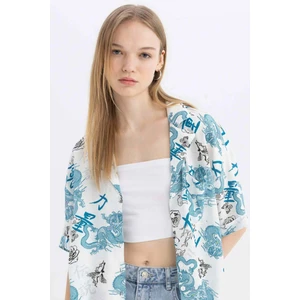 Coool Regular Fit Pijama Yaka Desenli Kısa Kollu Gömlek Z1663AZ24SP