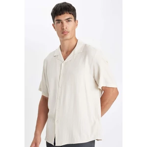 Relax Fit Yazlık Polo Yaka Dokulu Kısa Kollu Gömlek C4117AX24SM