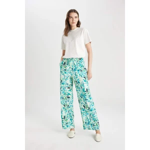 Wide Leg Keten Görünümlü Pantolon Desenli Cepli Geniş Paça C4039AX24SM
