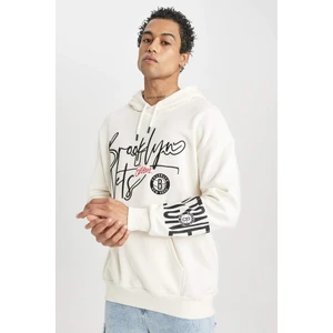 DeFactoFit NBA Brooklyn Nets Oversize Geniş Kalıp Kapüşonlu Cepli Kalın Sweatshirt A4113AX24SP