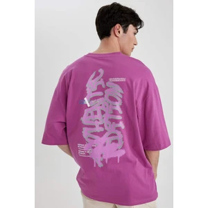 Loose Fit Bisiklet Yaka Sırt Baskılı Kısa Kollu Tişört B8937AX24SM