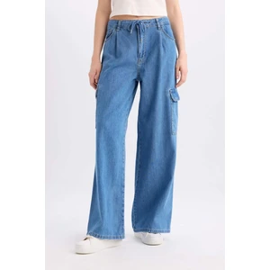 Wide Leg Kargo Yüksek Bel Uzun Yumuşak Jean Pantolon C1244AX24SM