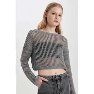Relax Fit Kayık Yaka Kroşe Triko Kazak C4206AX24SP
