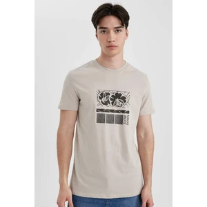 Slim Fit Dar Kesim Bisiklet Yaka Baskılı Kısa Kollu Tişört C2814AX24SM