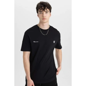 %100 Pamuk Regular Fit Bisiklet Yaka Baskılı Kısa Kollu Tişört C2117AX24SM