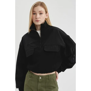 Coool Fermuarlı Yaka Crop Kalın Sweatshirt C4395AX24SP