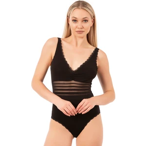 Özkan 25432 Kadın Pamuklu Süprem Tül Detaylı Önü Büzgülü Dantelli Çıtçıtlı Kancalı Body