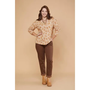 Leopar  Desen Triko Bluz (23110)