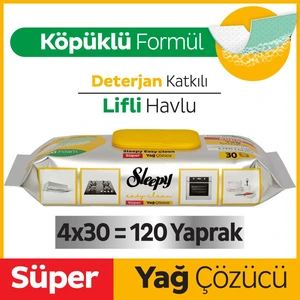 Easy Clean Süper Yağ Çözücü Yüzey Temizlik Havlusu&Mendili 4x30 (120 Yaprak)
