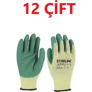 12 Çift Camcı Eldiveni Lateks E-54 G Yeşil Beden 10