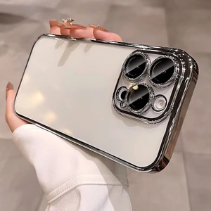 Apple iPhone 16 Pro Kılıf Lens ve Hoparlör Toz Korumalı Arkası Şeffaf Kenarı Renkli Silikon Kapak