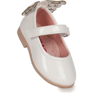 Kiko Kids Friga Kelebek Cırtlı Kız Bebek Babet Ayakkabı Beyaz