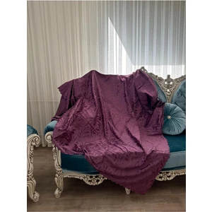Kaymaz Tabanlı Tay Tüyü Koltuk Örtüsü, Altı Kaymaz Koltuk Şalı, Mor Kanepe Örtüsü (175 x 210 cm)