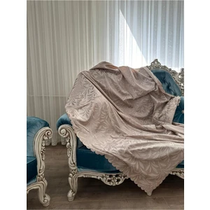 Kaymaz Tabanlı Tay Tüyü Koltuk Örtüsü, Altı Kaymaz Koltuk Şalı, Bej Kanepe Örtüsü (175 x 210 cm)