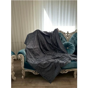 Kaymaz Tabanlı Tay Tüyü Koltuk Örtüsü, Altı Kaymaz Koltuk Şalı, Antrasit Kanepe Örtüsü (175 x 210 cm)