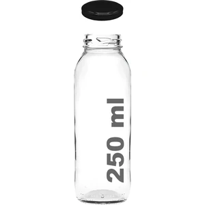 250 cc Şeffaf Meyve Suyu, Limonata Şişesi Metal Konserve Kapaklı 250 ml Yuvarlak Cam Şişe 1 Adet
