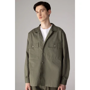 Oversize Geniş Kalıp Polo Yaka Twill Uzun Kollu Gömlek Ceket C2896AX24SP