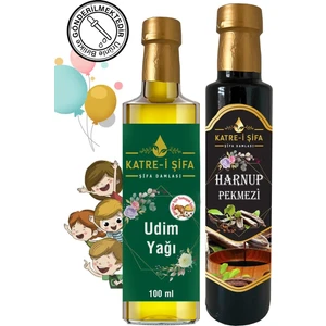 Katre-i Şifa Çocuklar için Udim Yağı 100 ml + Özel Üretim Keçiboynuzu – Harnup Pekmezi/Özü 340 gr