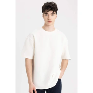 Boxy Fit Bisiklet Yaka Kısa Kollu Basic Düz Waffle Tişört B4443AX24SP