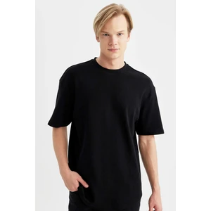 Boxy Fit Bisiklet Yaka Kısa Kollu Basic Düz Waffle Tişört B4443AX24SP